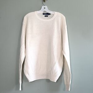Vintage Polo Ralph Lauren Linen Sweater Mens XL Cream Off-White Knit Minimalist